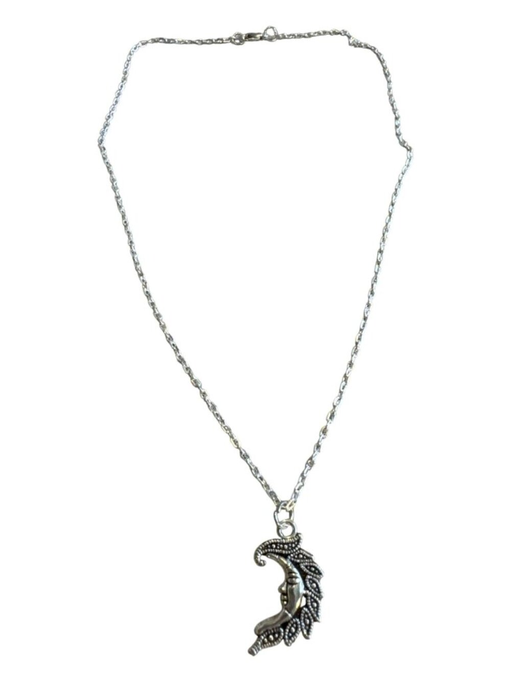 Moon Crescent Pendant Necklace With Intricate Design On Gold-Plated Chain Lobste